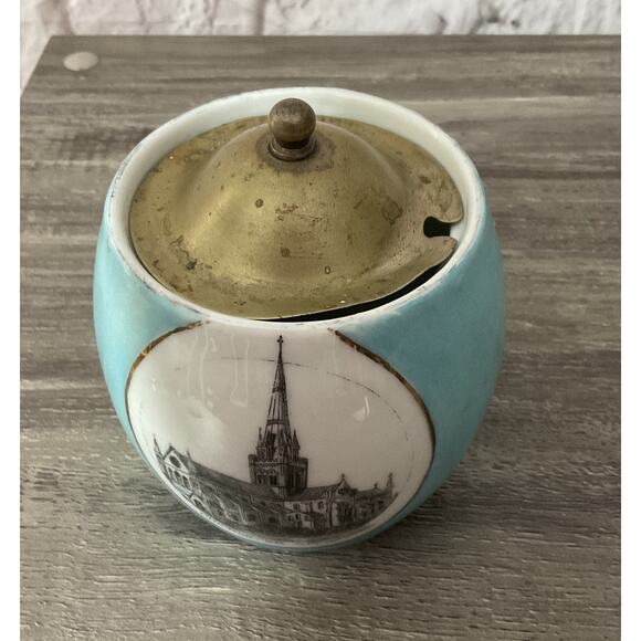 Antique Chichester Cathedral Porcelain Condiment Jar Jelly Keeper - Picture 2 of 7